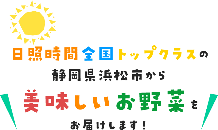 日照時間全国トップクラスの静岡県浜松市から 美味しいお野菜をお届けします！